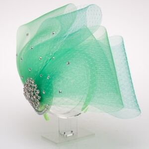 Beloved Millinery Gorgeous Green Headband  Fascinator Stunning Rhinestone Brooch